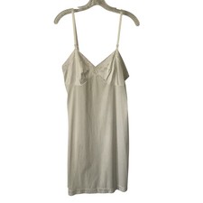 Vintage Vanity Fair Slip Bust 34 Womens Full White Lace Adjustable Excellent