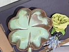 Vintage Frankoma Pottery Clover Ashtray Trinket Dish Plainsman Green 223