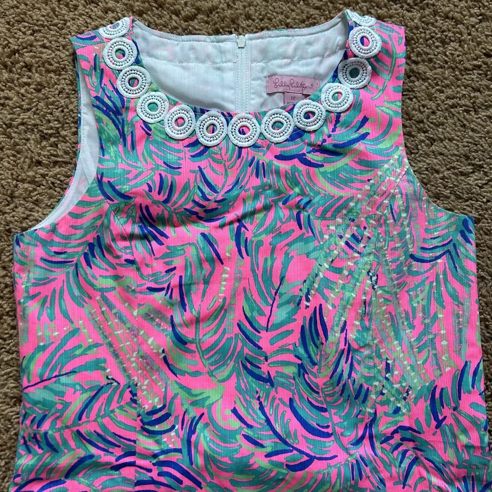Vestido Lilly Pulitzer Niñas Mini Mila Cambio Puesta de Sol Floral Talla 12 Estilo 25978 Forrado Foto 4 de 4