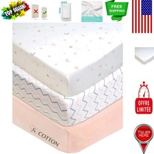 Soft  Breathable 3 Pack Fitted Mini Crib Sheets - Perfect for Baby's Comfort