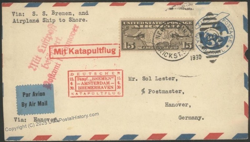 USA 1929 Bremen Amsterdam Catapult K26 Cover Airmail Hannover Germany 116208