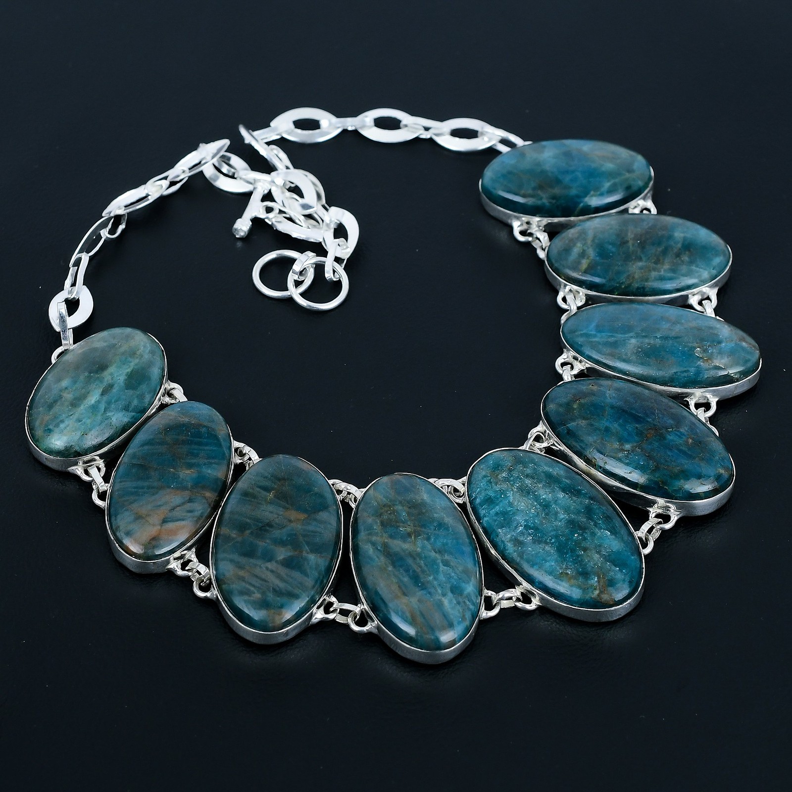 Neón apatita ovalado piedras preciosas regalo 925 plata esterlina joyería col...