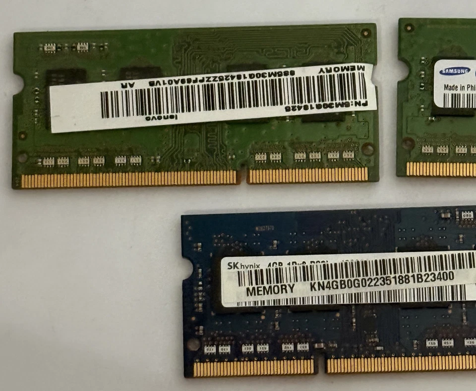12GB (3x4GB) DDR3 PC3L-12800S Sodimm Laptop RAM Memory 2 Samsung And 1 Hynix - Image 2 of 4