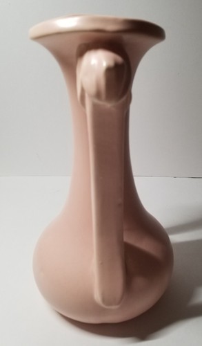 Vintage McCoy Keramik Vase Lilie Knospe Blätter Knospen Blüten Griffe hellrosa 9,5"x5" - Bild 5 von 5