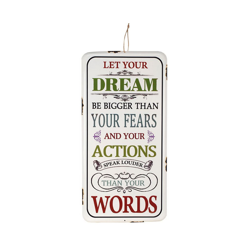 Plaque métal plane 60 x 30cm DREAM panneau déco loft industriel