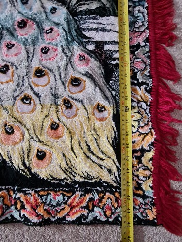 Wall Tapestry Hanging Peacocks velvet about 170cm x 114cm vintage - Picture 8 of 8