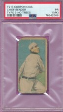 T213-3 CHIEF BENDER HOF NO TREES 1919 COUPON GRADED PSA 1 POOR MK TYPE 3 *TPHLC