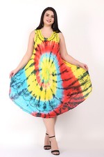 Women Circle Tie Dye Embroidered Sleeveless Summer Beach Dress wholesale Lot Mix