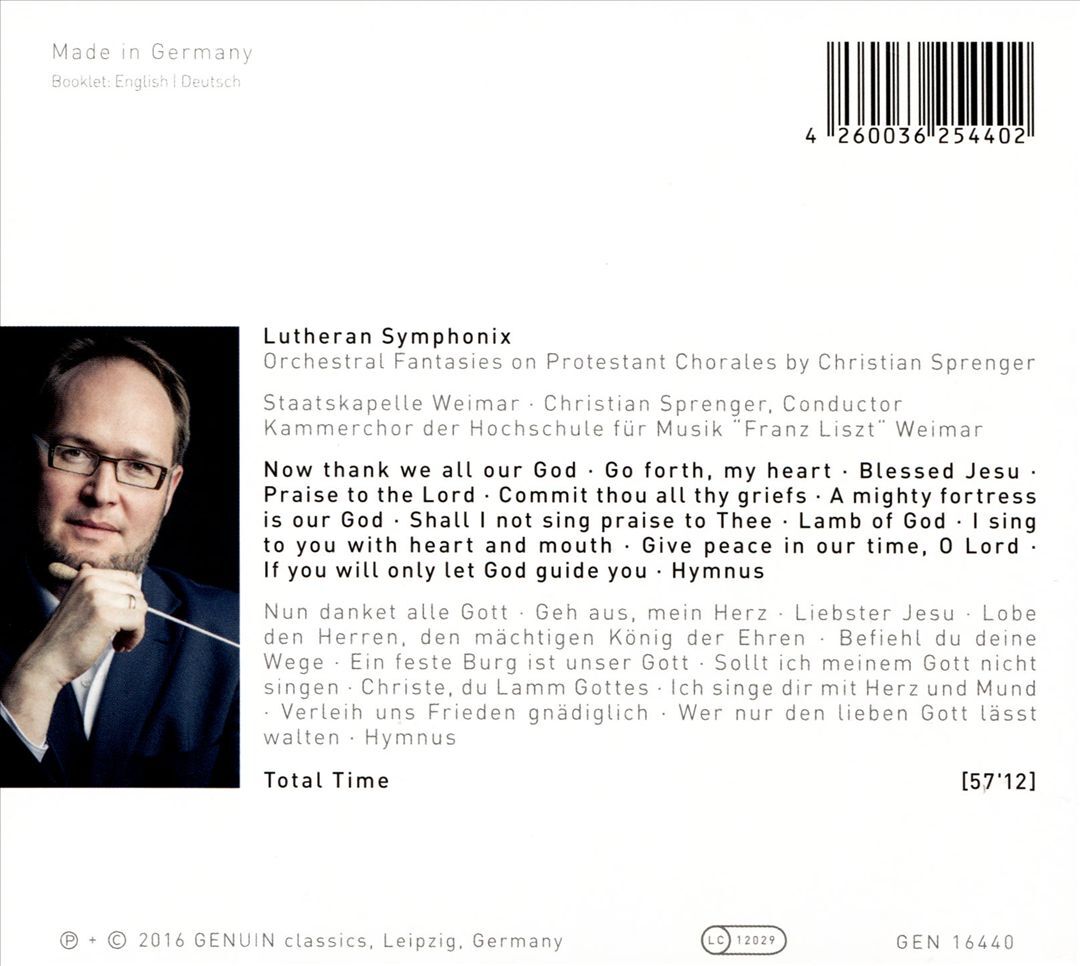 CHRISTIAN SPRENGER / WEIMAR STAATSKAPELLE LUTHERAN SYMPHONIX NEW CD