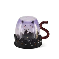 Starbucks 8OZ Halloween Night Elf Demon Ghost Black Cat Dress Up Glass Mug