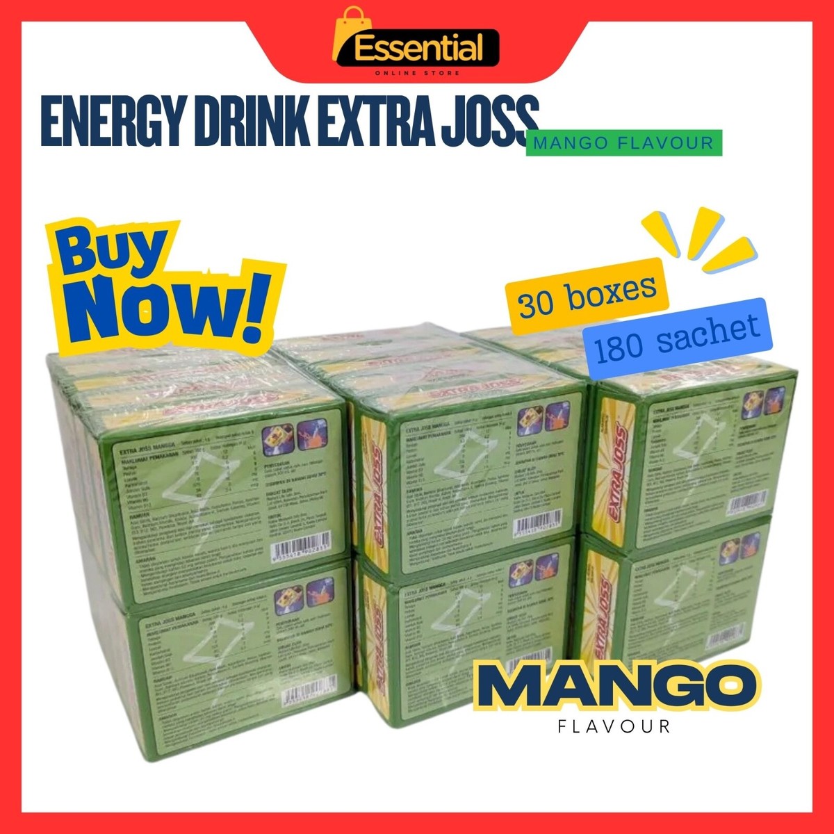 EXTRA JOSS Mango Flavour 30 boxes (180 Sachets) Energy Drink 