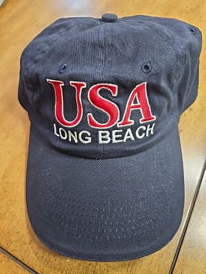 USA Long Beach Seba Navy Strap Back Dad Hat By Seba OSFM NWOT
