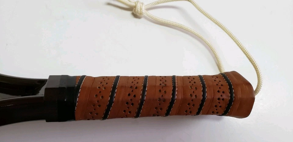 Raqueta de raquetball Dunlop Sure Shooter marrón Hecha en Japón empuñadura de cuero original Foto 3 de 4