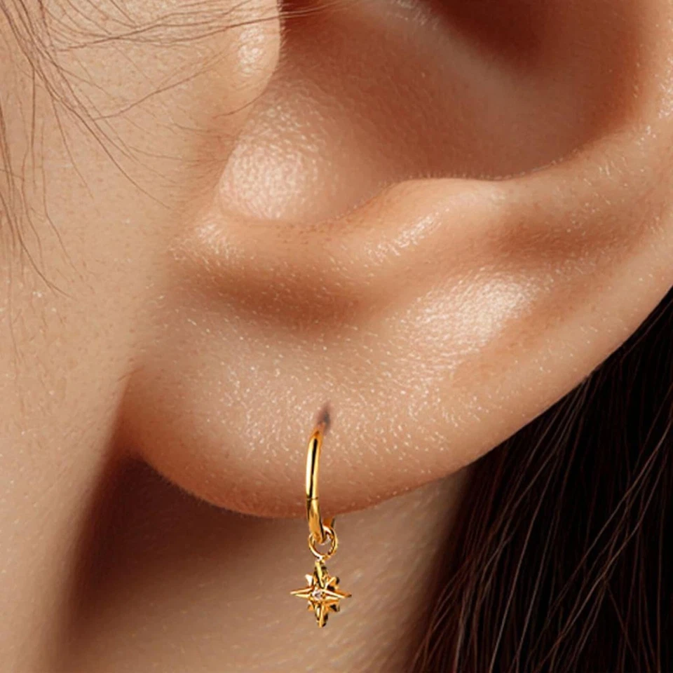 Helix Hoop Earring Tragus Hoop Gold Plated Earrings Gift for Her Earrings - Image 4 of 4