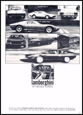 1972 Lamborghini Espada Miura Jarama Vintage Advertisement Print Art Car Ad J761