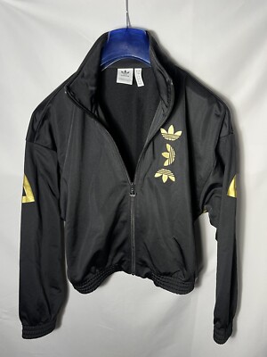 Adidas Felpa Retro Nero Oro Taglia S Sportiva Donna Women Jacket