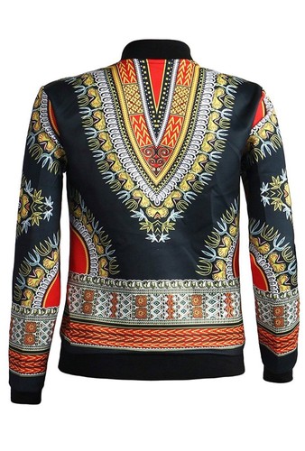WOMEN’S CASUAL AFRICAN PRINT ZIPPER DASHIKI BOMBER JACKET COAT WITH POCKETS - Picture 6 of 23