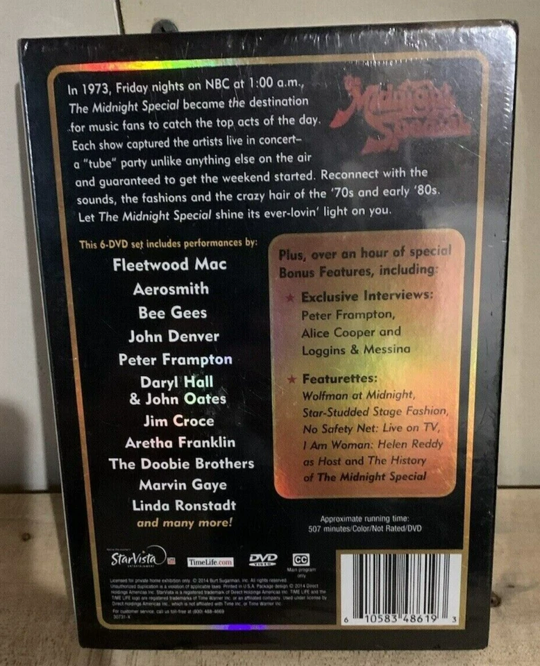 The Midnight Special DVD Set (6 Discs) RARE 1970's Music TV Show *NEW/SEALED* Foto 2 de 3