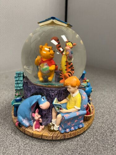 Disney Winnie the Pooh Themed Large Musical Snow Globe With Clock