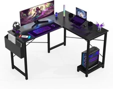 Home Office L Shape Corner Computer Desk Gaming PC Table with CPU Stand Side Bag
