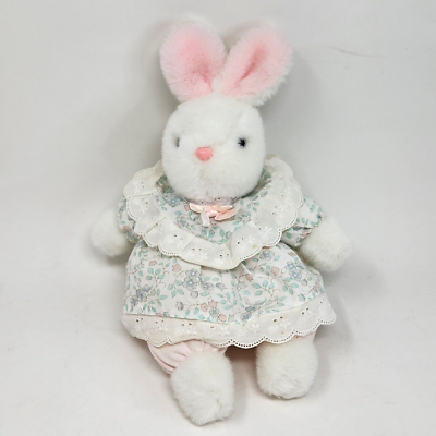 VINTAGE 1988 PRESTIGE TOY BUNNY RABBIT FLOWER DRESS STUFFED ANIMAL