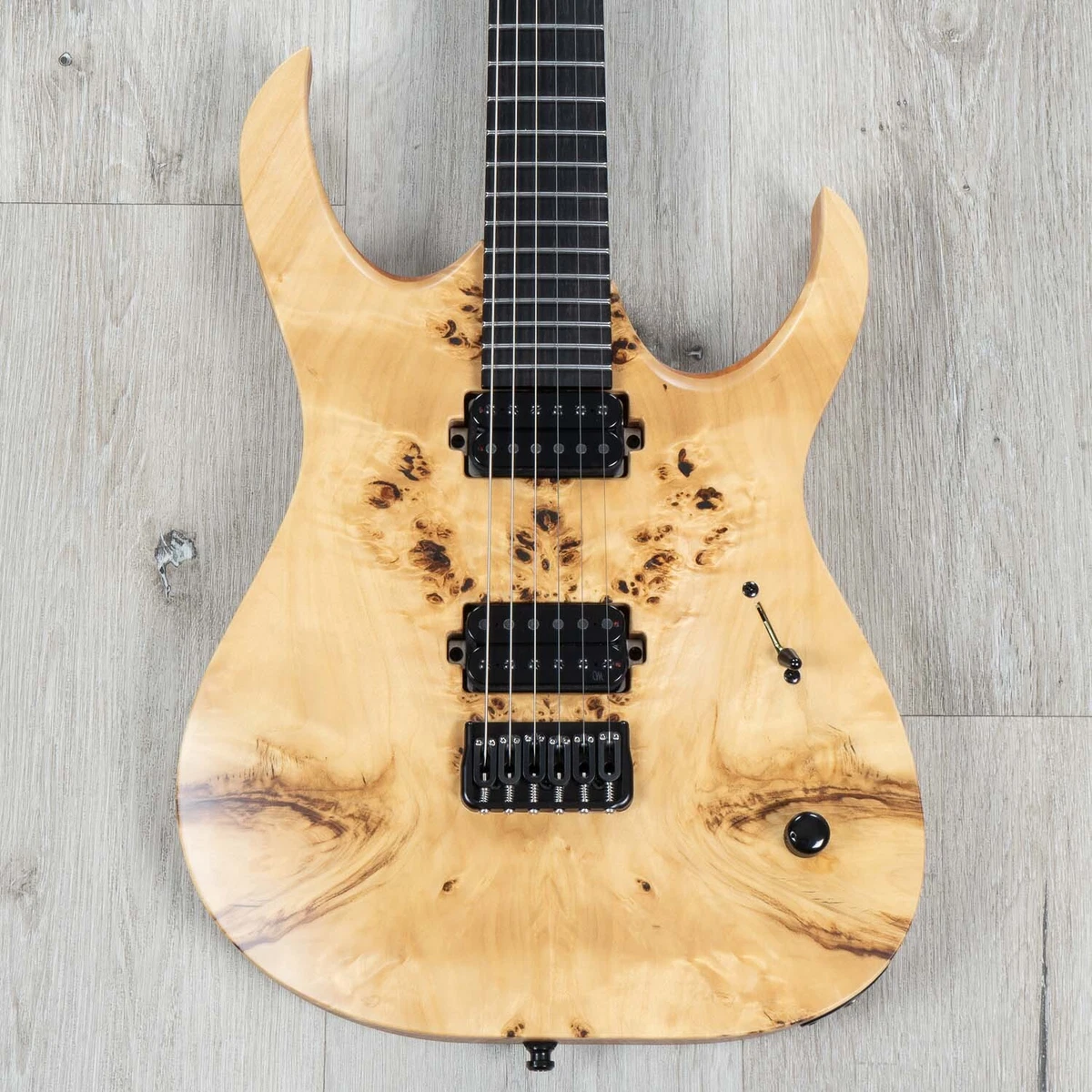 Mayones Duvell Elite 6 Guitar Eye Poplar 3A Top BKP TKOs Trans