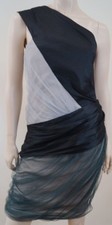 VERA WANG Womens Black Cream & Green Net Skirt Evening Cocktail Dress EU40; UK12