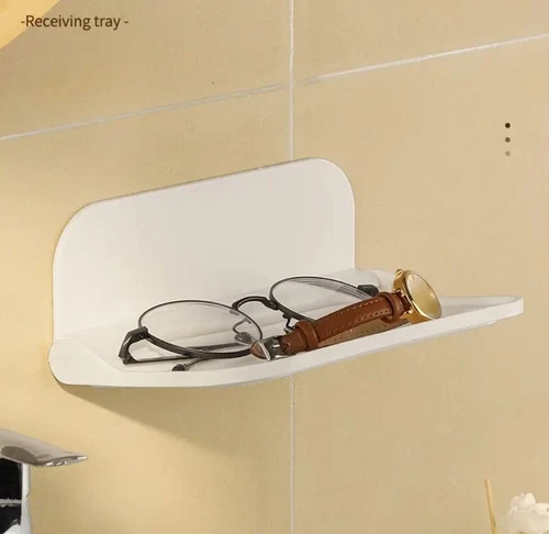 Foldable Wall Shelf Wall Mounted Storage Rack Plastic Towel Clothes Storage Rack - Picture 4 of 6