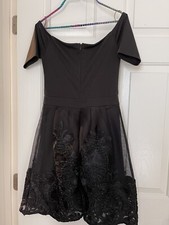 Francesca's Womens Dress Black Lace Cocktail Fit Flare Small Party Prom Wedding.