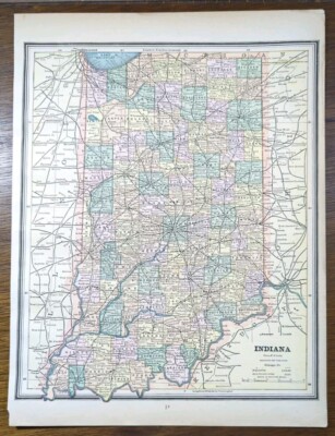 Vintage 1887 INDIANA Map 11