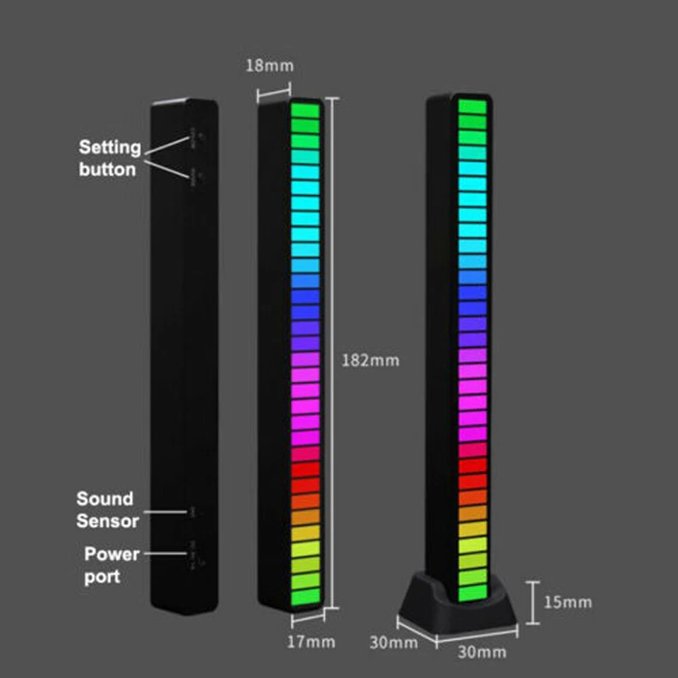 USB Powered Bar Music Control Rhythm Lamp 32 LED RGB Car Atmosphere Light Strip - Image 4 of 4