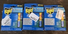 Raid Fly Ribbon Tape Bug Insect Catcher 3 Packs 30 Ribbons Indoor/Outdoor