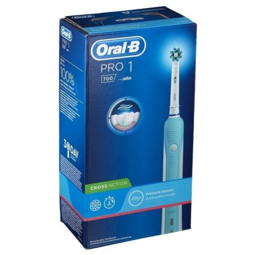 ORAL B Pro 1 700 Cross Action Electric Toothbrush - Light Blue - New - Picture 1 of 1
