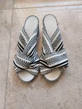 Antolina Paris Pink Woven Block Heeled Sandals