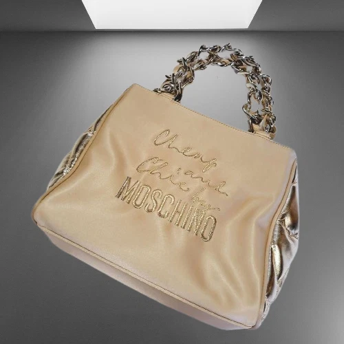 Moschino Beauty prodotto borsa a mano nylon catena oro formale donna quasi inutilizzata