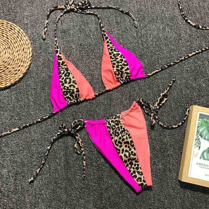 Womens Sexy Triangle Brazilian Bikini Swimwear Splicing Side String ...