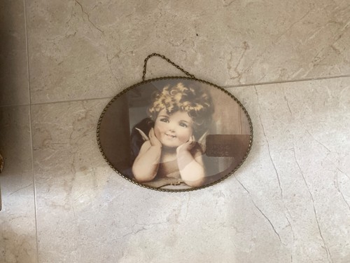 Bessie Pease Gutmann Framed Print Baby Angel Cherub Oval Brass Chain Frame MCM - Picture 6 of 15