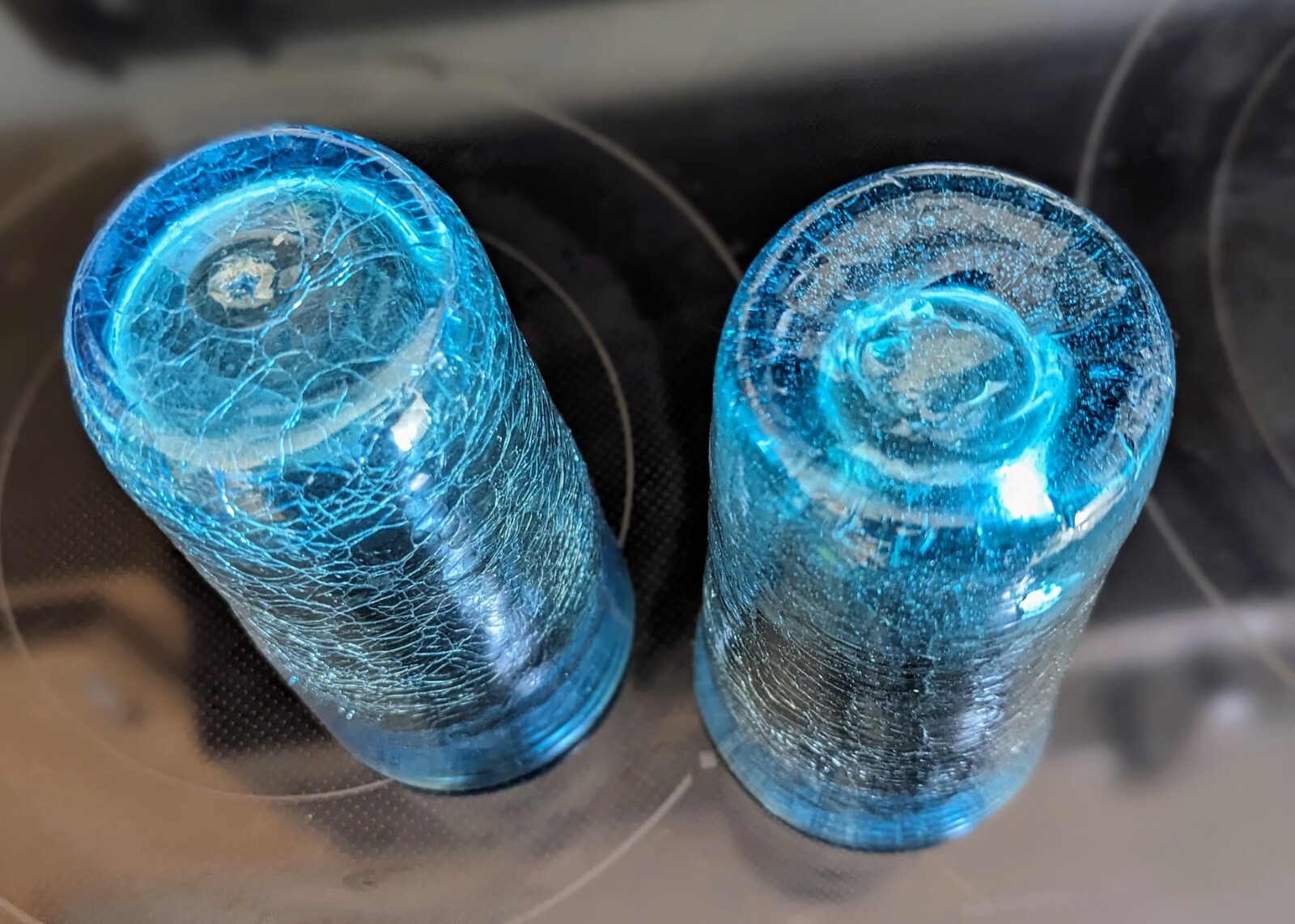 Handblown Blenko (?) Crackle Blue Art Glass Tumblers, Set of 2 | eBay