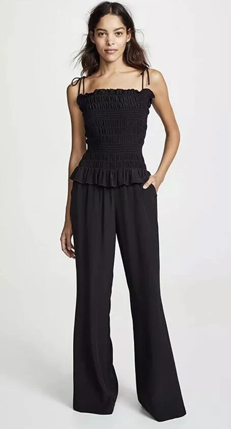 Tory Burch Smocked Jumpsuit in Black. Size XS. NWT. Retail 428