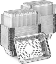 1 lb Oblong Aluminum Foil Take-Out Disposable Pan with Dome Lids To bake & Serve