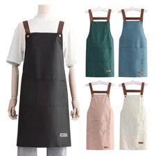 Kitchen Apron Oil-proof with Front Pockets Adjjustable Bib Chef Apron Waterproof