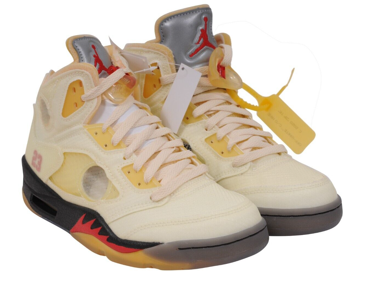 Nike Air Jordan Mens Off White AJ 5 Retro US 6 Sail Virgil Nike Air Jordan Mens Off White AJ 5 Retro US 6 Sail Virgil
