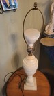 VTG ITALIAN URN SHAPED NEOCLASSICAL ALABASTER MARBLE TABLE LAMP SQUARE BASE 27"  — photo 1