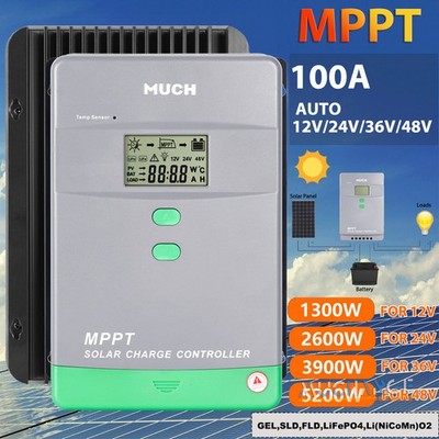100A Solar Battery Panel Charge Controller 12/24/36/48V LCD MPPT - 1300W / 5200W