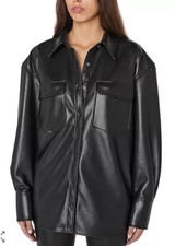 Frame recycled leather shirt jacket Black Small