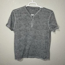 John Varvatos Star USA Henley Shirt Mens Large L Gray Speckled Designer