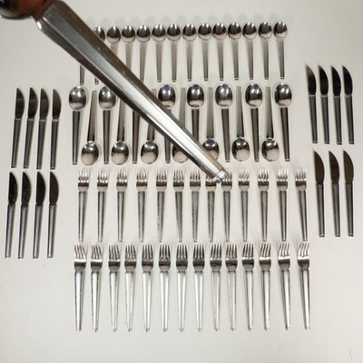 Mikasa DAKAR 72PC 18-8 Stainless Steel Flatware Set Art Deco Matte Finish