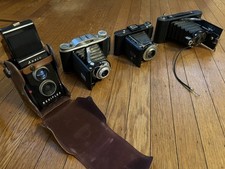 Lot of 4 Antique Cameras -2 Ansco & 2 Eastman Kodak Folding Cameras, 1910-1952