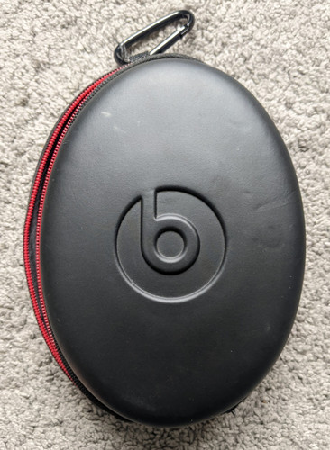 BEATS BY DRE EAR OVER HEADPHONES CASE ONLY EMPTY BLACK RED ZIPPERED HARD SHELL