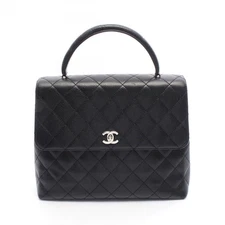 CHANEL Matelasse Handbag Grained Calf leather Black Used Women SHW CC Coco